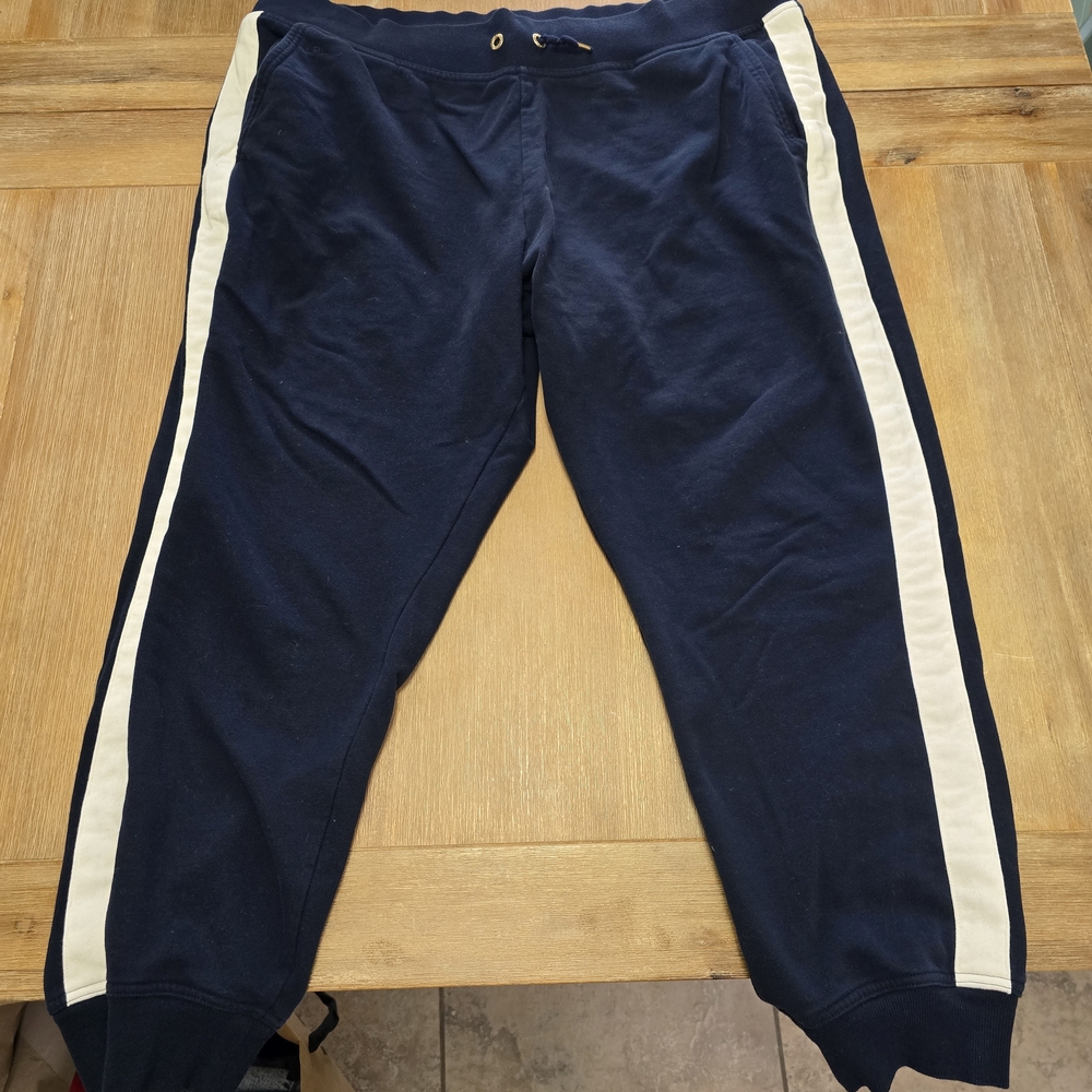 Ralph Lauren Navy Joggers with Cream Stripes